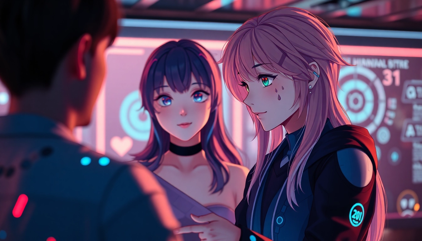 Intimate interaction with a vibrant AI character in a digital setting, emphasizing character ai nsfw.