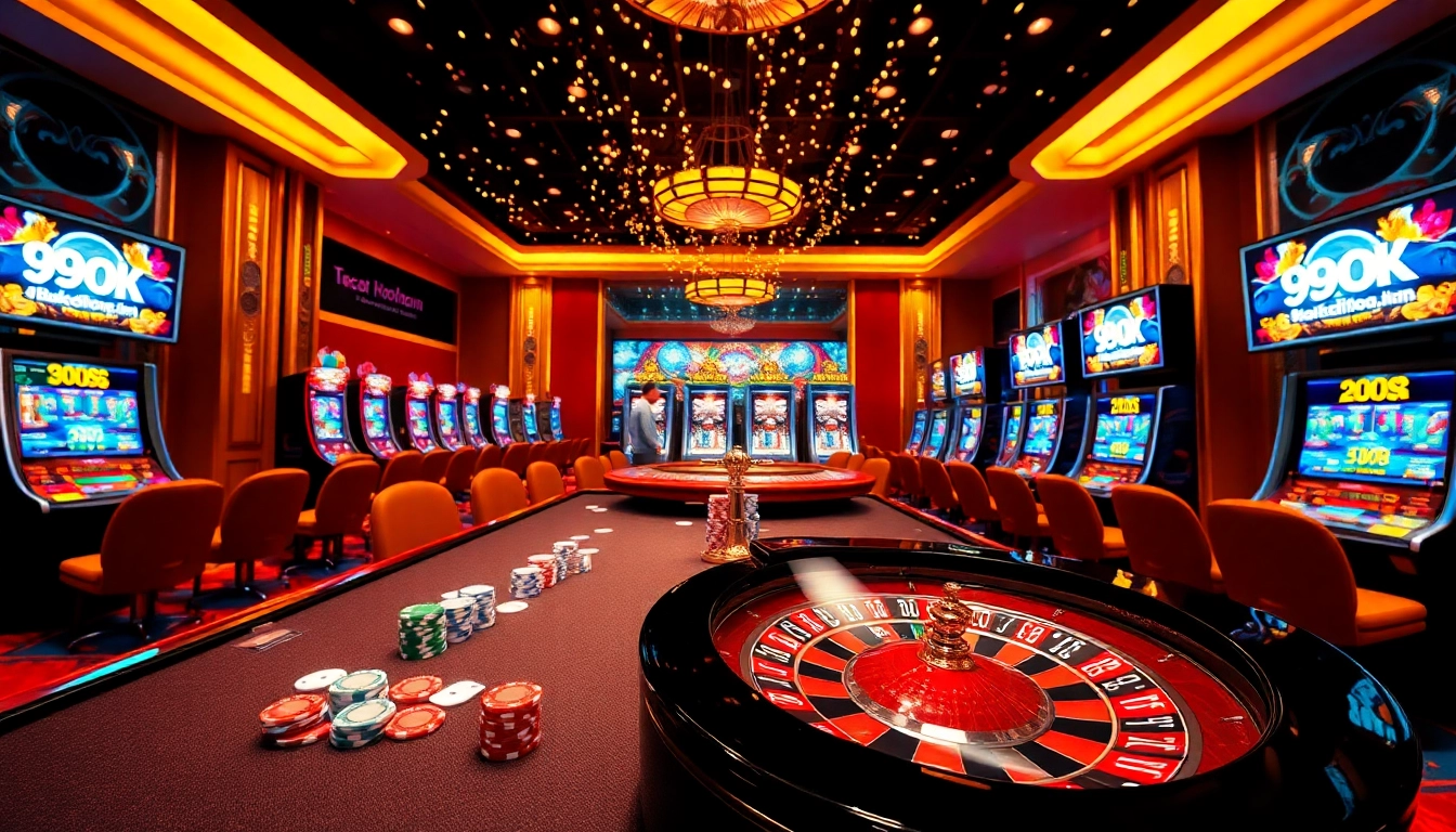 Experience the thrill of gambling at 99ok.co.im with vibrant casino scenes and exciting gaming tables.