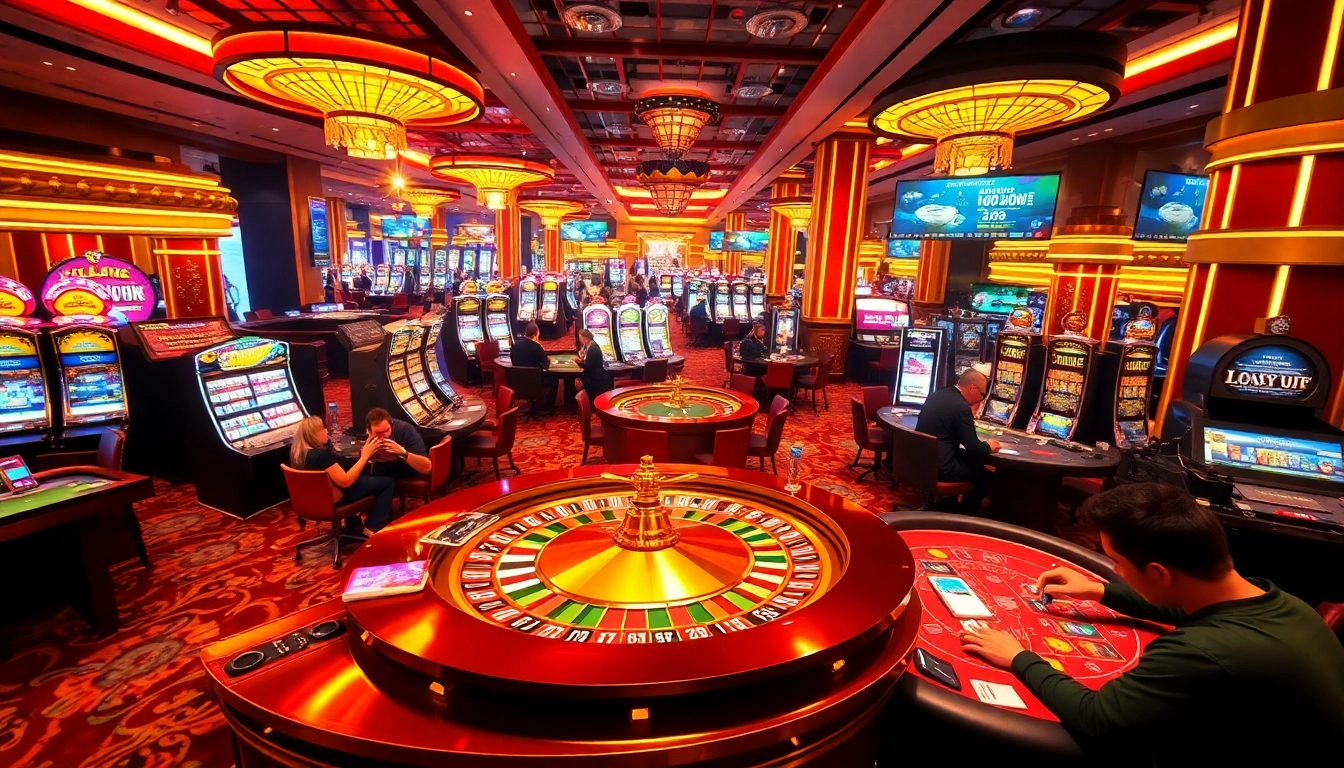 Exciting gambling scene featuring Lc88.marketing promotions at a luxurious casino