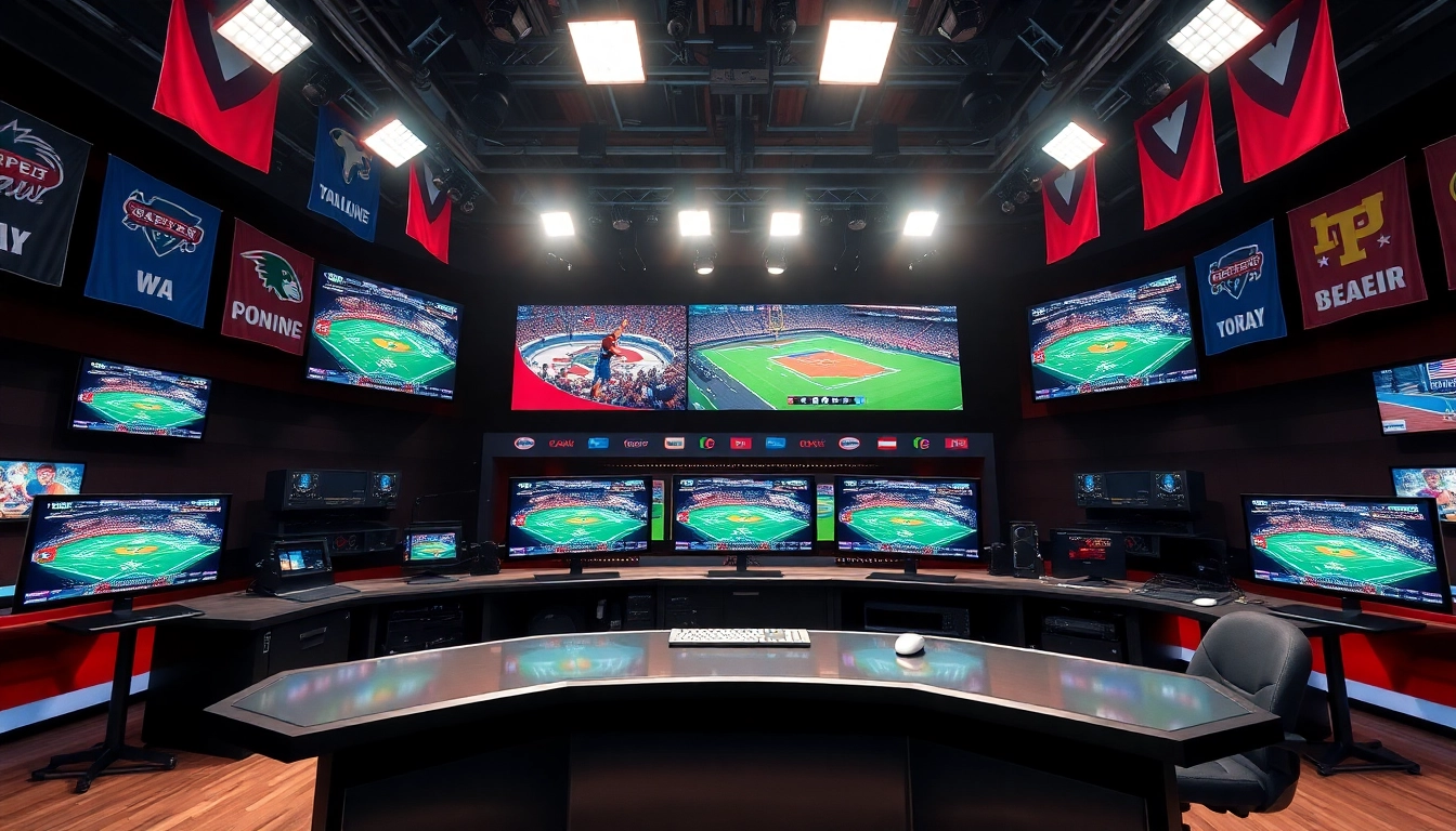 Dynamic scene of sports broadcasting showcasing technology and excitement.
