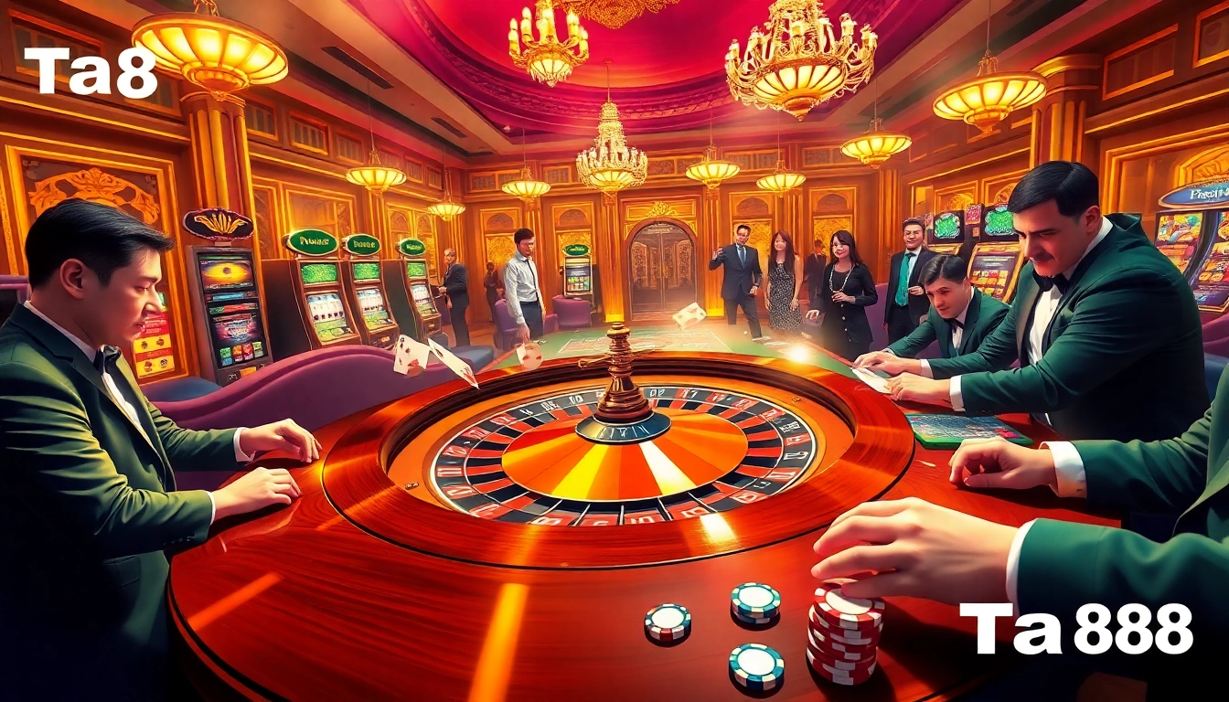 Engaging casino players at the Ta88 roulette table, showcasing vibrant gambling excitement.
